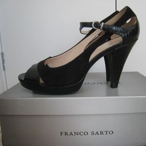 Size 8 Franco Sarto Sulu Black Lea Heel